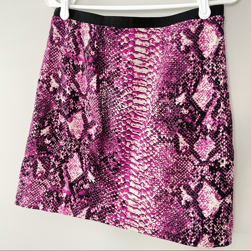 LOFT Snakeskin Print Purple Mini Pencil Skirt